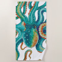 Art turquoise d'aquarelle de poulpe