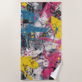 Serviette De Plage Art urbain abstrait de projection de peinture