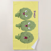 Serviette De Plage Artichauts chantants mignons dessin animé végétal (Devant)