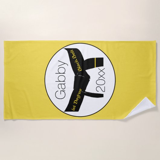 Serviette De Plage Arts martiaux 1er degré Ceinture noire (Devant)