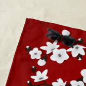 Serviette De Plage Asie Floral blanc cerisier rouge (En situation)