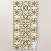 Serviette De Plage Aspect dentelle de fleurs Sépia doré (Devant)
