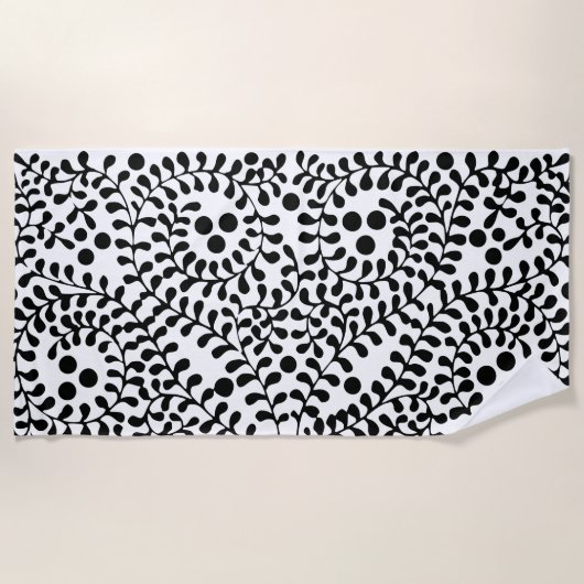 Serviette De Plage Assez orné impression noir et blanc (Devant)