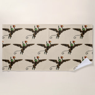 Serviette De Plage Assistant vintage d'Oz, Singe volant maléfique