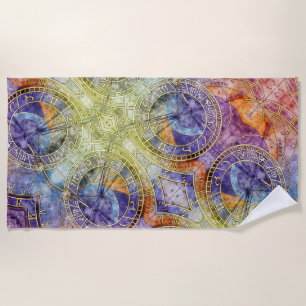 Serviette De Plage Astrologie temps colorée Abstraite