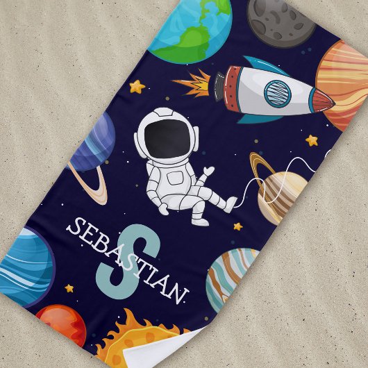 Serviette De Plage Astronaut spatial pour enfants personnalisés été