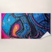 Serviette De Plage Astronaute de Neon Cyberpunk (Devant)