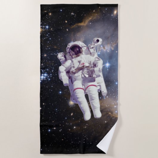 SERVIETTE DE PLAGE ASTRONAUTE FLOTTANT DANS L'ESPACE ÉTOILÉ (Devant)