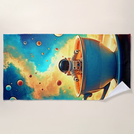 Serviette De Plage Astronaut's Coffee Cosmos Journey (Devant)