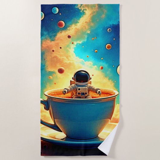 Serviette De Plage Astronaut's Coffee Cosmos Journey (Devant)
