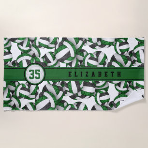 Serviette De Plage Athlète de volleyball vert noir équipe couleurs ca