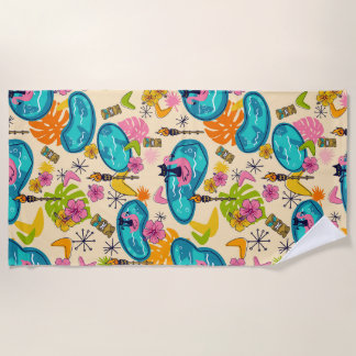 Serviette de plage Atomic Kitty Luau - Fête au bor