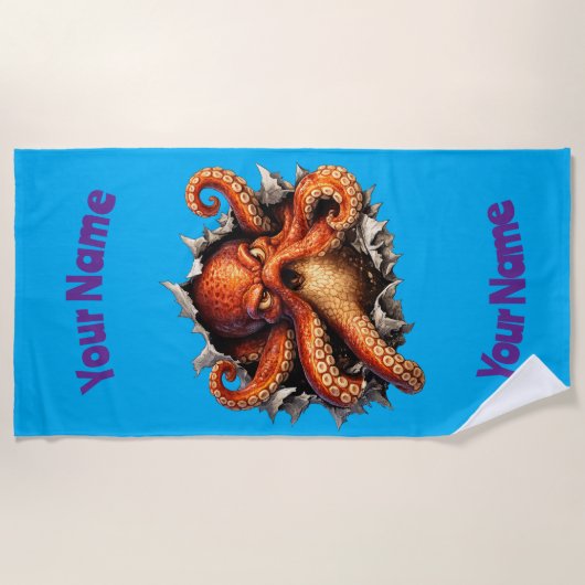 Serviette De Plage Attaque de Pieuvre (Devant)