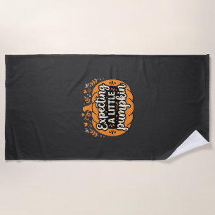 Serviette De Plage Attendant un Petit Citrouille Halloween Grossesse