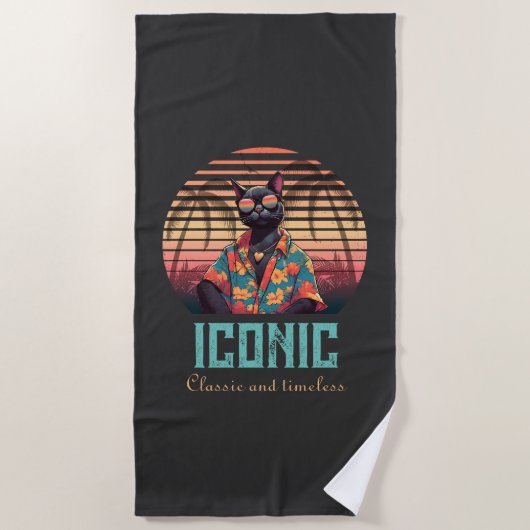 Serviette De Plage Attitude de chat Tropical intemporelle (Devant)