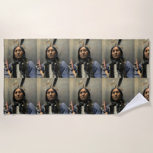 Serviette De Plage AUTOCHTONE AMERICAN INDIAN CHIEF Beach Towers (Devant)