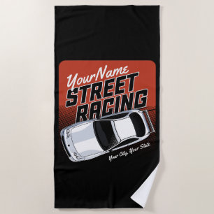 Serviette De Plage Automobile de course de rue personnalisée