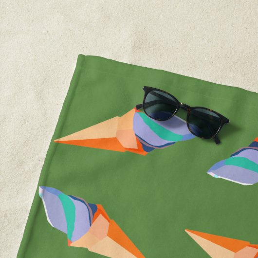 Serviette de plage aux crèmes glacées (En situation)