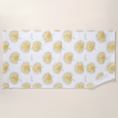 Serviette de plage aux feuilles de palmier dorées  (Devant)