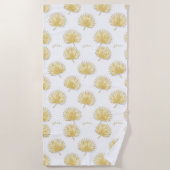 Serviette de plage aux feuilles de palmier dorées  (Devant)