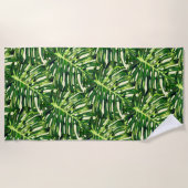 Serviette de plage aux feuilles tropicales (Devant)