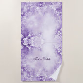 Serviette de plage aux fleurs blanches violettes (Devant)