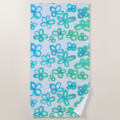 Serviette de plage aux fleurs bleues (Devant)