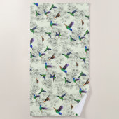 Serviette de plage aux fleurs de colibris - Vos co (Devant)