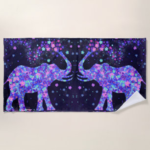 Serviette de plage aux fleurs d'éléphant