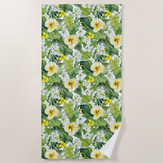 Serviette de plage aux fleurs tropicales (Devant)