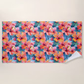 Serviette de plage aux fleurs tropicales (Devant)