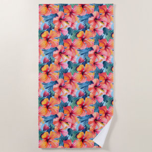 Serviette de plage aux fleurs tropicales