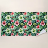 Serviette de plage aux fleurs tropicales (Devant)