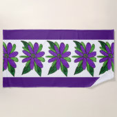 Serviette de plage aux fleurs violettes (Devant)