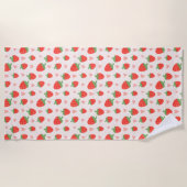 Serviette de plage aux fraises et aux coeurs (Devant)