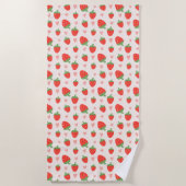 Serviette de plage aux fraises et aux coeurs (Devant)