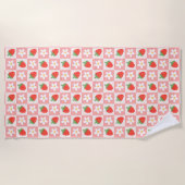 Serviette de plage aux fraises et fleurs (Devant)