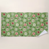 Serviette de plage aux ornements de Noël dessinés (Devant)
