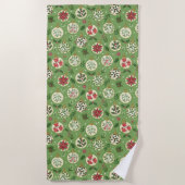 Serviette de plage aux ornements de Noël dessinés (Devant)