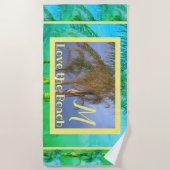 Serviette de plage aux palmiers à monogramme (Devant)