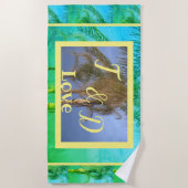 Serviette de plage aux palmiers avec monogramme de (Devant)