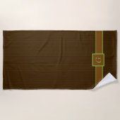 Serviette de plage aux rayures chocolat et citron (Devant)