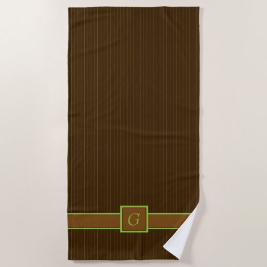 Serviette de plage aux rayures chocolat et citron (Devant)