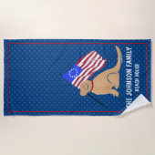 Serviette de plage avec drapeau américain et chien (Devant)