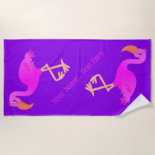 Serviette de plage avec flamants roses et texte pe (Devant)