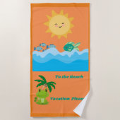 Serviette de plage avec grenouille, océan, poisson (Devant)