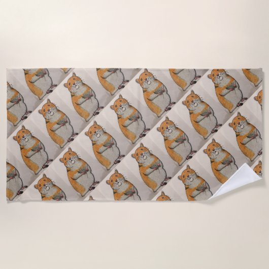 Serviette de plage avec hamster jaune (Devant)