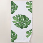 Serviette de plage avec imprimé feuille tropical (Devant)