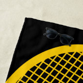 Serviette De Plage Avec nom Raquette de tennis 🎾 Jaune (En situation)