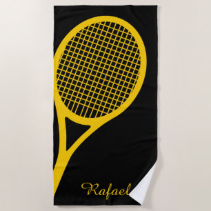 Serviette De Plage Avec nom Raquette de tennis 🎾 Jaune